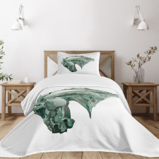 Green Stain Horse Head Bedspread Set