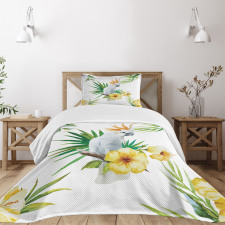 Hibiscus with Wild Birds Bedspread Set