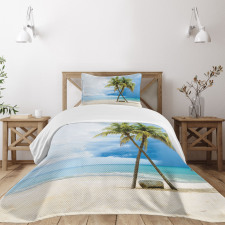 Beach Palm Trees Rock Bedspread Set