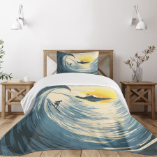 Cloudy Tropical Island Bedspread Set