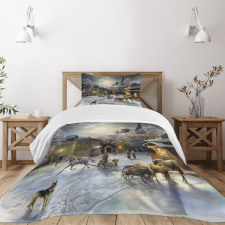 Winter Rural Landscape Bedspread Set