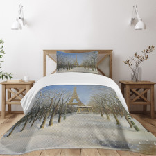 Snowy Paris City View Bedspread Set
