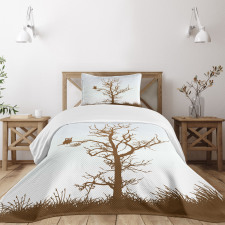 Owl Autumn Tree Branch Bedspread Set