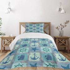 Ships Wheel Turquoise Bedspread Set