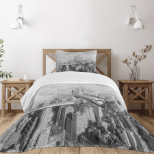 Flying Plane on New York Bedspread Set