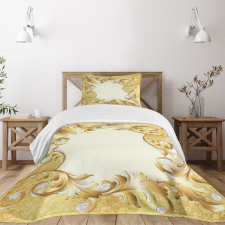 Golden Floral Ornament Bedspread Set