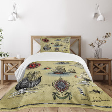 Antique Map Pirate Bedspread Set