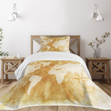 Old Fashioned World Map Bedspread Set