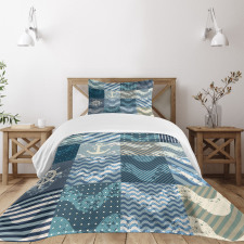 Anchor Grunge Naval Bedspread Set