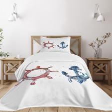 Nautical Steering Wheel Bedspread Set