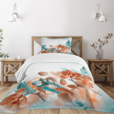 Orchids Blossoms Floral Bedspread Set