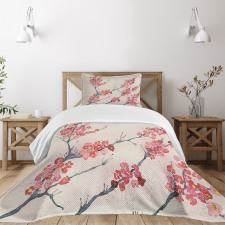 Vintage Sakura Flowers Bedspread Set