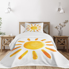 Watercolor Sun Childish Bedspread Set