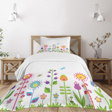 Floral Cartoon Art Bedspread Set