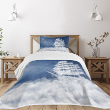 Clouds Ship in Sky Bedspread Set