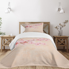 Pink Cherry Blossoms Bedspread Set