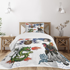 Manga Style Dragon Bedspread Set