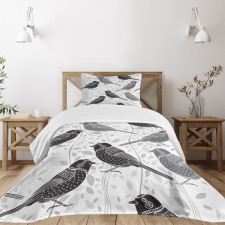 Birds and Floral Patterns Bedspread Set