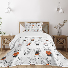 Retro Bunny Rabbits Bedspread Set