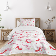 Fashion High Heels Flowers Bedspread Set