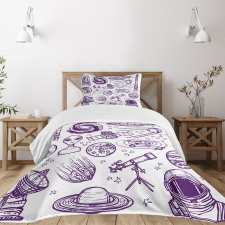 Sketch Alien Planet Art Bedspread Set