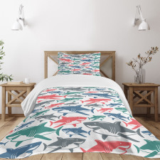 Colorful Shark Patterns Bedspread Set