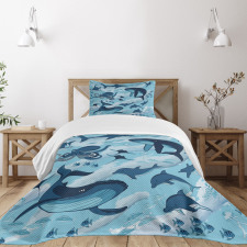 Dolphins Octopus Starfish Bedspread Set