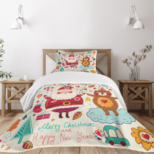 Santa and Teddy Bear Bedspread Set