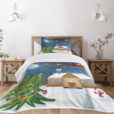 Santa with Rudolf Bedspread Set