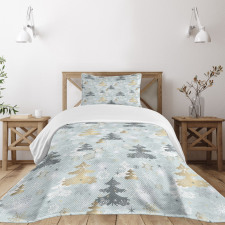Retro Soft Pine Tree Bedspread Set