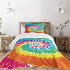 Rainbow Tie Dye Effect Bedspread Set