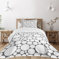 Grey White Circle Bedspread Set