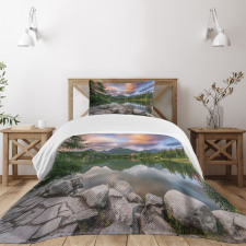 Lake by Forest Mountain Bedspread Set