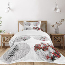 Floral Art on Umbrella Bedspread Set