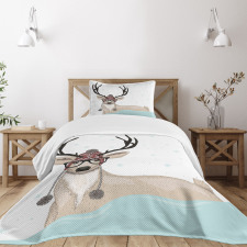 Hipster Deer with Glasses Bedspread Set