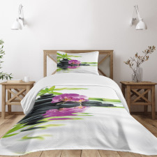 Purple Orchid Bamboos Bedspread Set