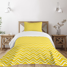 Chevron Pattern Yellow Bedspread Set