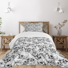 Sketch Dead Skull Bedspread Set