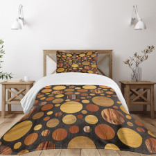 Brown Abstract Circles Bedspread Set