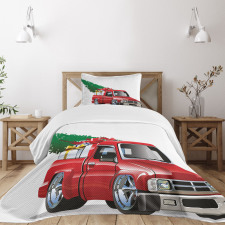 Red Farm Truck Bedspread Set