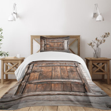 Rustic Wooden Door Bedspread Set