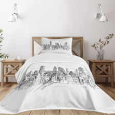 Sketchy NYC Cityscape Bedspread Set