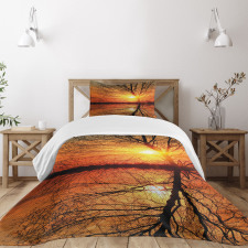 Sunset View with Trees Bedspread Set