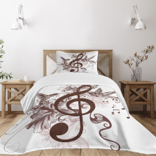 Floral Design with Birds Bedspread Set