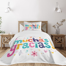 Spanish Thanks Words Bedspread Set