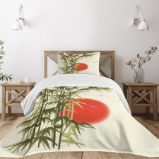 Asian Branch on Sunset Birds Bedspread Set