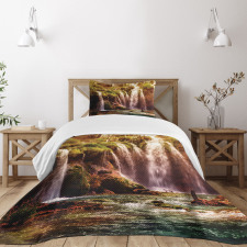 Waterfall Forest Trees Bedspread Set