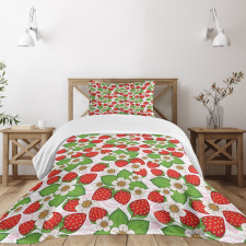 Floral Strawberry Scene Bedspread Set