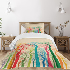 Colorful Abstract Trees Bedspread Set