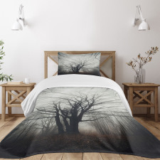 Autumn Tree in Fog Dark Bedspread Set
